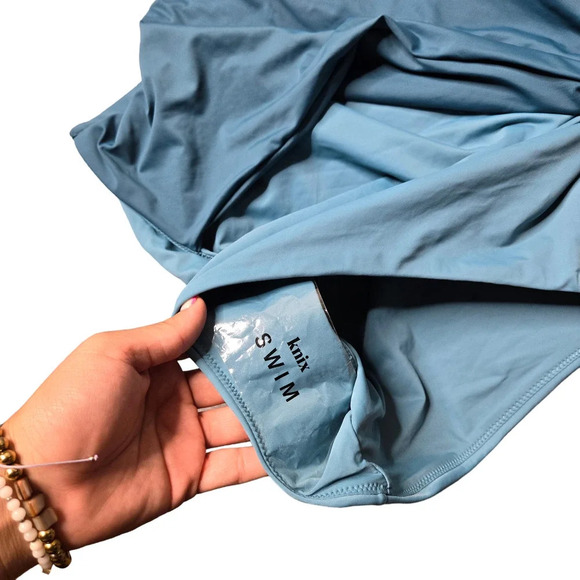 Knix Wrap Side Tie One-Piece Blue Swimsuit SIZE: XL - Picture 4 of 8